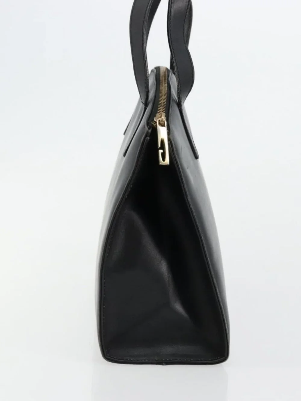 GUCCI Hand Bag Leather Black Gold 000 2058 0569 0 Auth